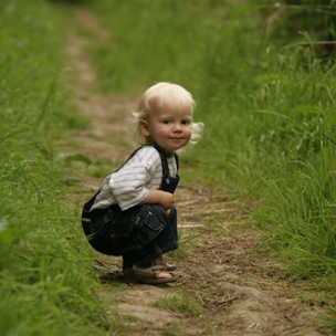 Small boy on foot path